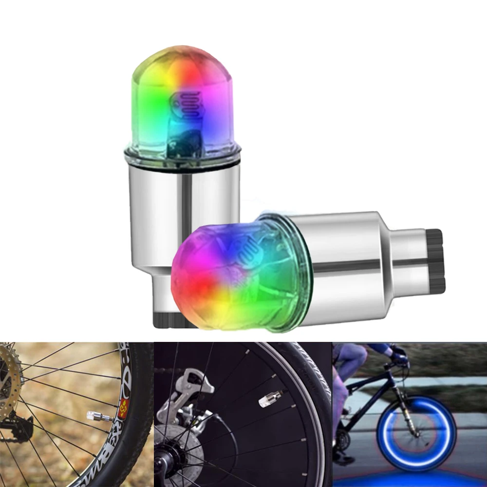 

2pcs Car Bike Hub Lamp 12V Wheel Tire Tyre Valve Flash Neon LED Auto Dust-proof Cap Spoke Car Valve Stems Light Caps Decoration