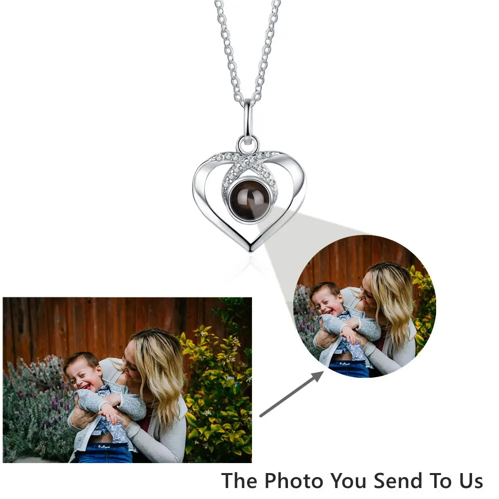 Custom Photo Necklaces Love Heart Projection Photo Necklace for Women Girlfriend Mom Pendant Birthday Gift 2023 Fashion Jewelry