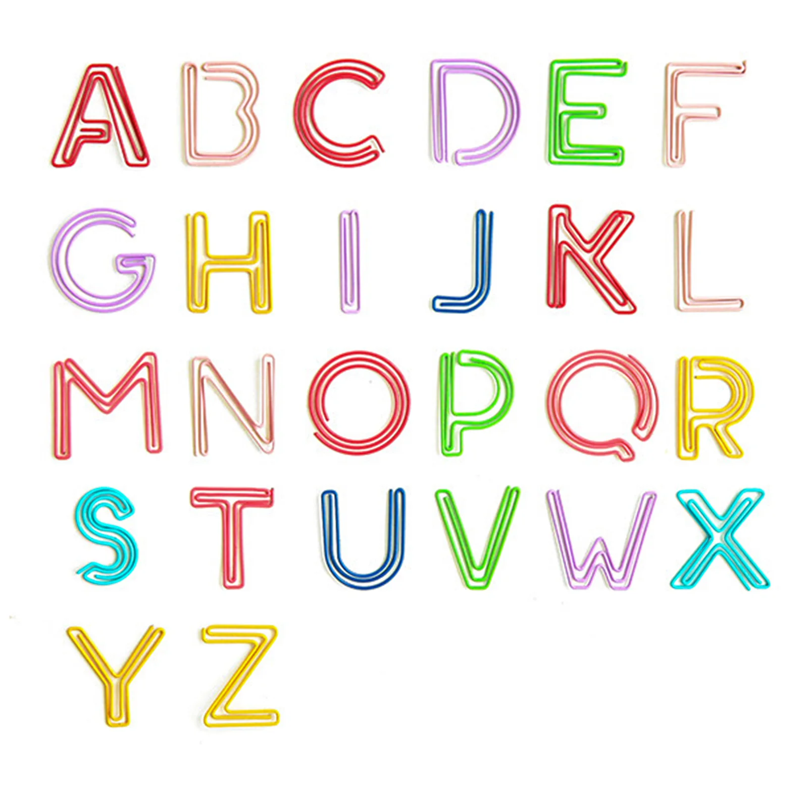 Colorful English Letters Paper Clips With Multi-Color, Fun And Cute Creative Shape Metal Paper Clips 26 Pieces / Box