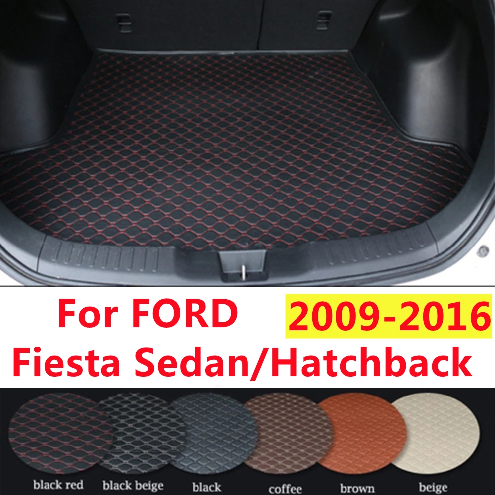 

SJ Custom Fit For FORD Fiesta 2009-10-11-12-2016 Waterproof Car Trunk Mat AUTO Tail Boot Tray Liner Cargo Carpet Pad Protector