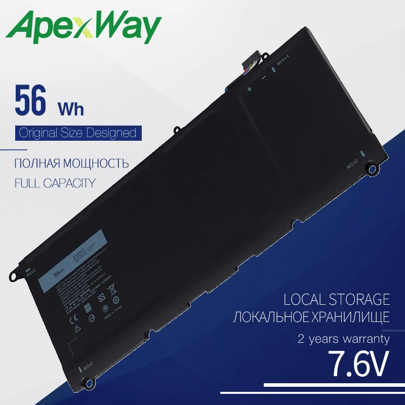 

Apexway 90V7W JHXPY JD25G 090V7W Laptop Battery For Dell XPS 13 9343 XPS13 9350 13D-9343 P54G 0N7T6 5K9CP RWT1R 0DRRP 56Wh 7.6V