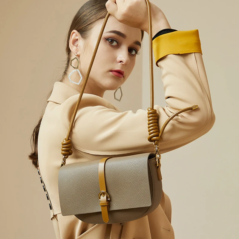 

New Arrivals Real Leather Bag 2023 High Quality Luxury Design Bag Retro Crossbody Bag Concise Saddle Bag Casual