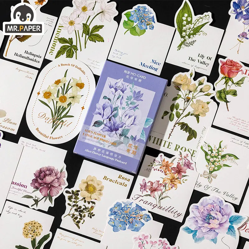 

Маленькая свежая Эстетическая открытка Mr. Paper с цветочным рисунком, материал, карточка с благословением, декоративная бумага, канцелярские товары, карточка