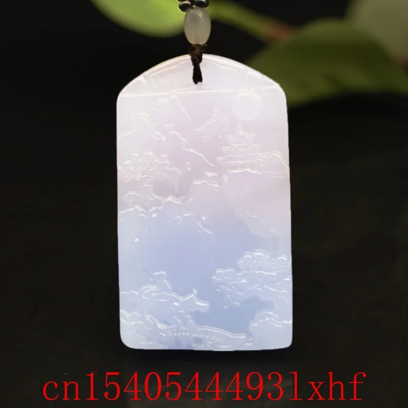 

Landscape Natural Color Jade Pendant Necklace Fashion Fine Jewelry Beads Carved Jadeite Charm Amulet Gifts for Women Men Luxury