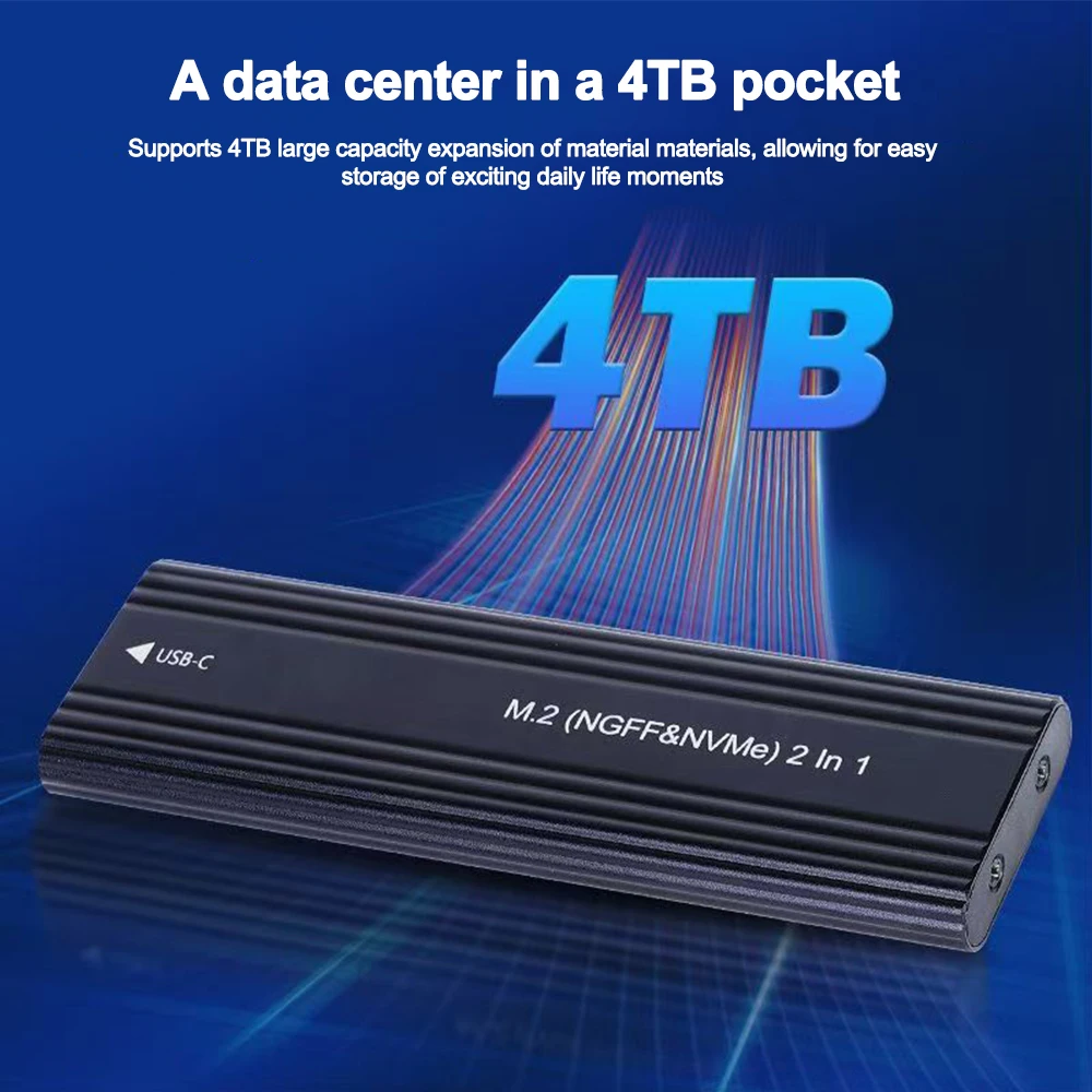 Фото Корпус M2 SSD NVME SATA Dual Protocol M.2 to USB Type C SSD Enclosure Адаптер NVME SATA SSD Disk Box Поддержка клавиш M и клавиш B&M №5