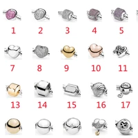 pan 925 sterling silver rose round love heart clasp charm beads for jewelry making fit original 3mm bracelet bangles family tree