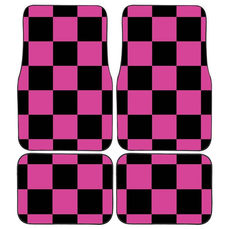 

Personalised Custom Pink Racing Flag Chequered Car Mats Vehicle Mats, Perfect Christmas Gift for Him or Her