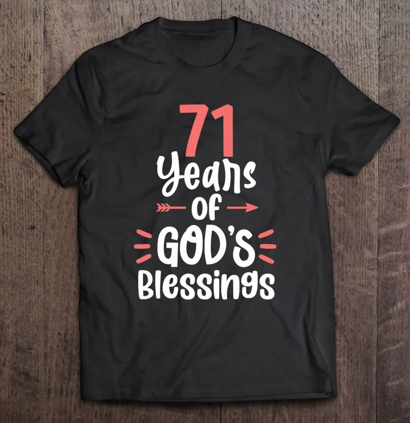 

Футболка Мужская/Женская/Мужская винтажная с надписью на день рождения, 71 год Божьих благословений, 71 год