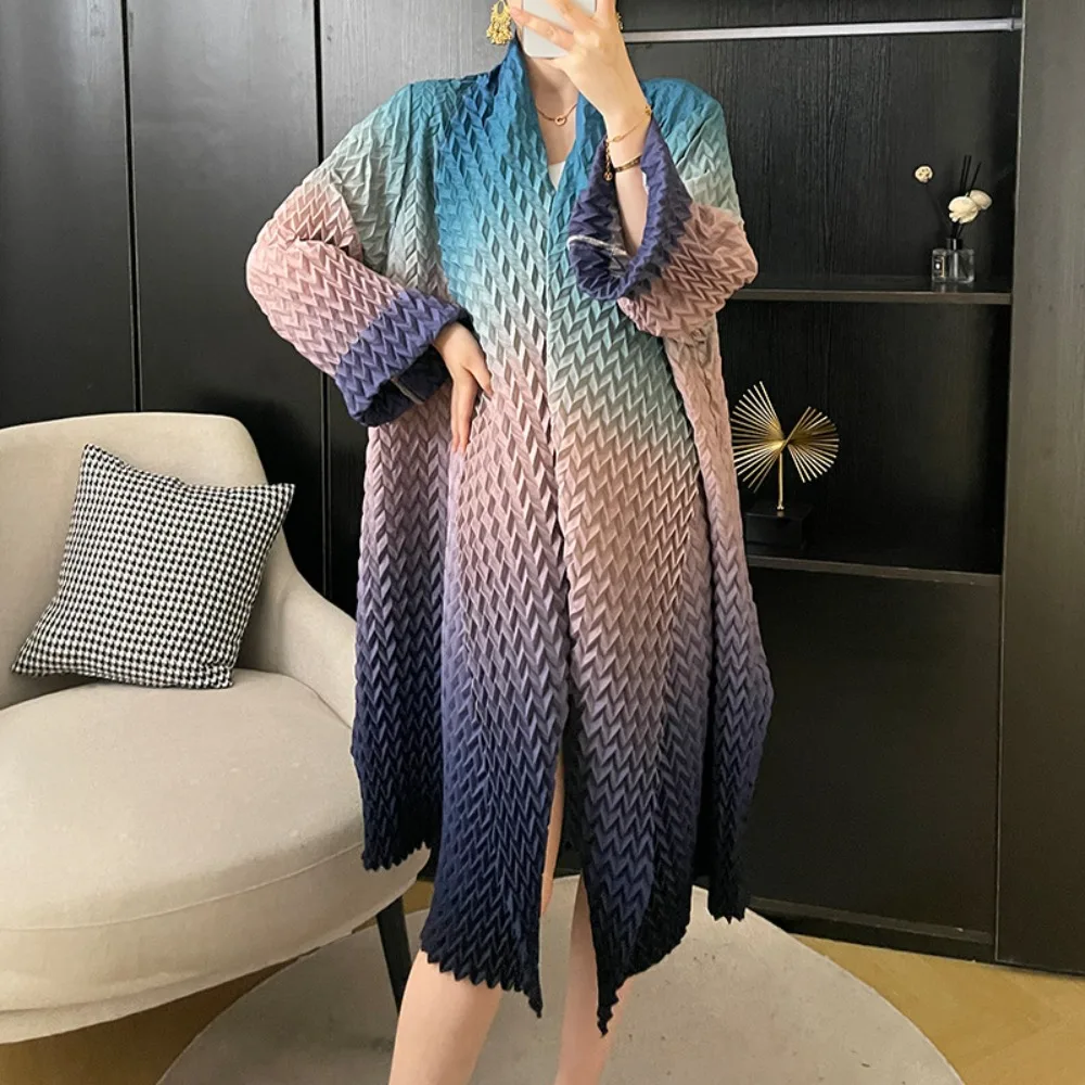 Женский плиссированный кардиган плиссированная куртка градиентного цвета