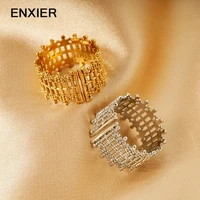 enxier 316l stainless steel creative luxury rings for women classic simple adjustable open ring hip hop party jewelry