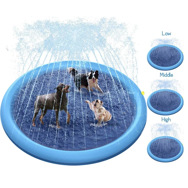

Pet Swimming Interactive Play Pad Sprinkler Interactive Toy Mat Toys Dog Children Splash For Summer Outdoor 170cm Pool Pet Water
