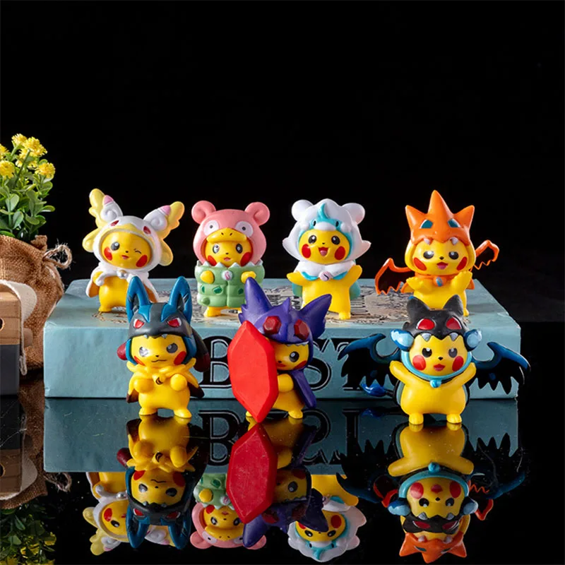 

7Pcs/Set Anime Pokemon Figure Pikachu Charmander Bulbasaur Eevee Mew Gengar Cute Doll Pet Action Collect Model Kids Toys Gift