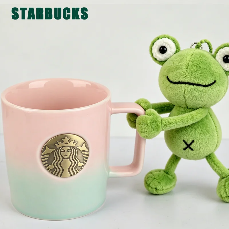 Фото Кружка Starbucks Spring Pink Blue Gradient 414 мл с металлическим логотипом, термостойкая, для дома и офиса №1