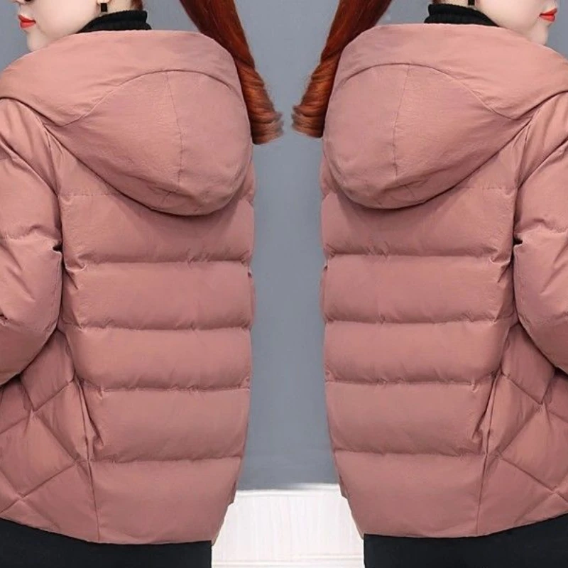 

2022 Winter Padded Jacket Women's Clothes Womens Parkas Korean Outerwear Solid Hooded Cotton Coat Female Loose Padded Tops Hiver