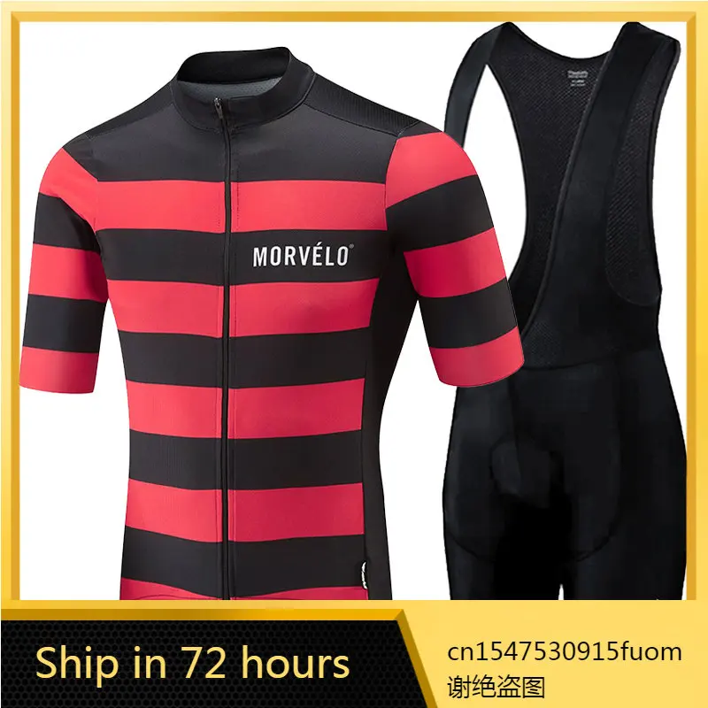 

Morvelo 2019 Men Summer Clothing cycling Clothes kits short sleeve bib shorts men's Breathable Bib Shorts maillot ciclismo set