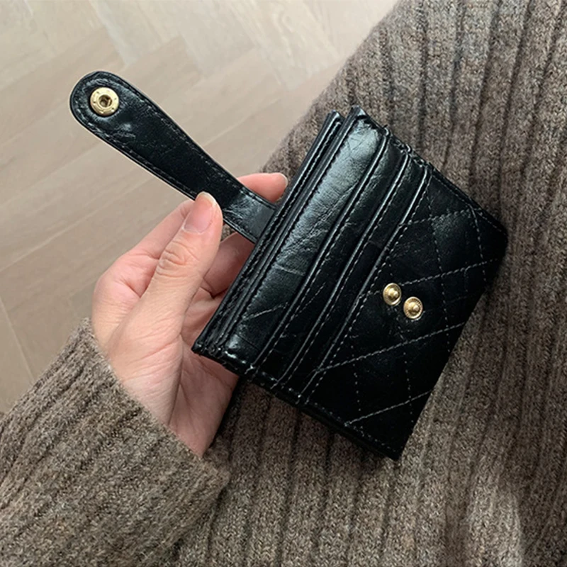 Fashion Women Wallets Leather Female Purse Mini Hasp Solid Multi-Cards Holder Coin Short Wallets Slim Small Wallet Zipper Hasp