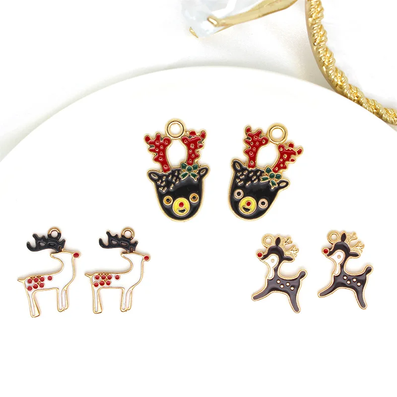 

10 шт. Симпатичные эмалевые рождественские олени подвески для сережек ожерелья браслетов ручной работы «сделай сам» украшения аксессуары п...