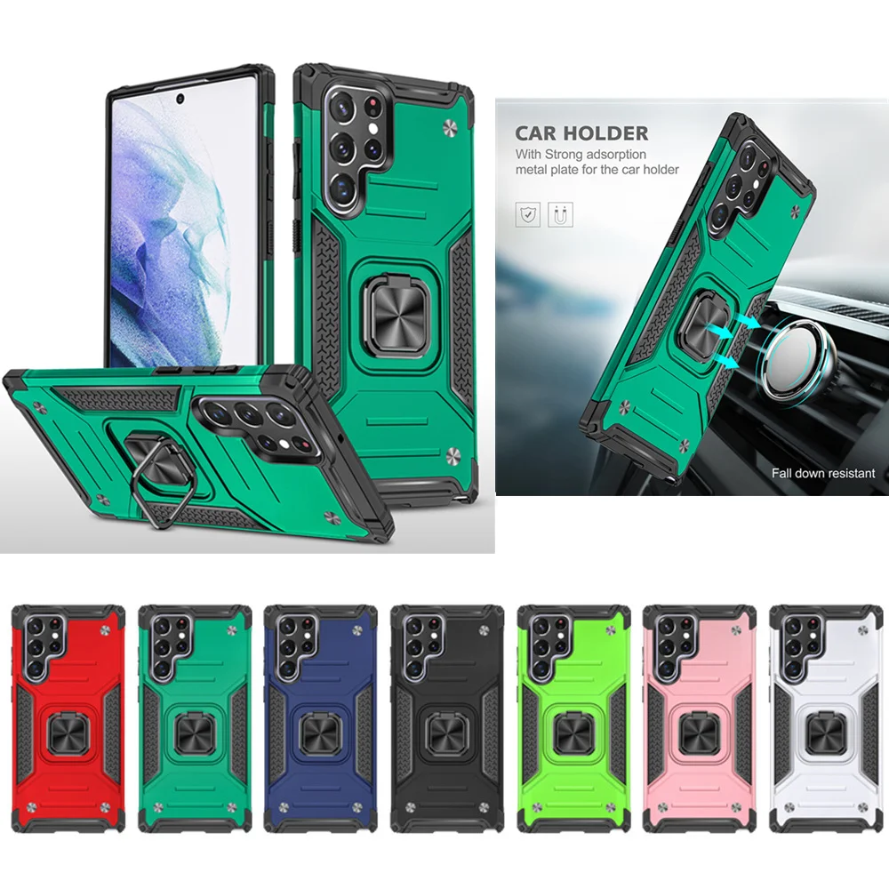 

For Samsung S22 Ultra S21 Plus Case Shockproof Armor Ring Stand Cover Galaxy Note 20 Ultra A53 A13 A32 A52 A72 A12 A21S A52S