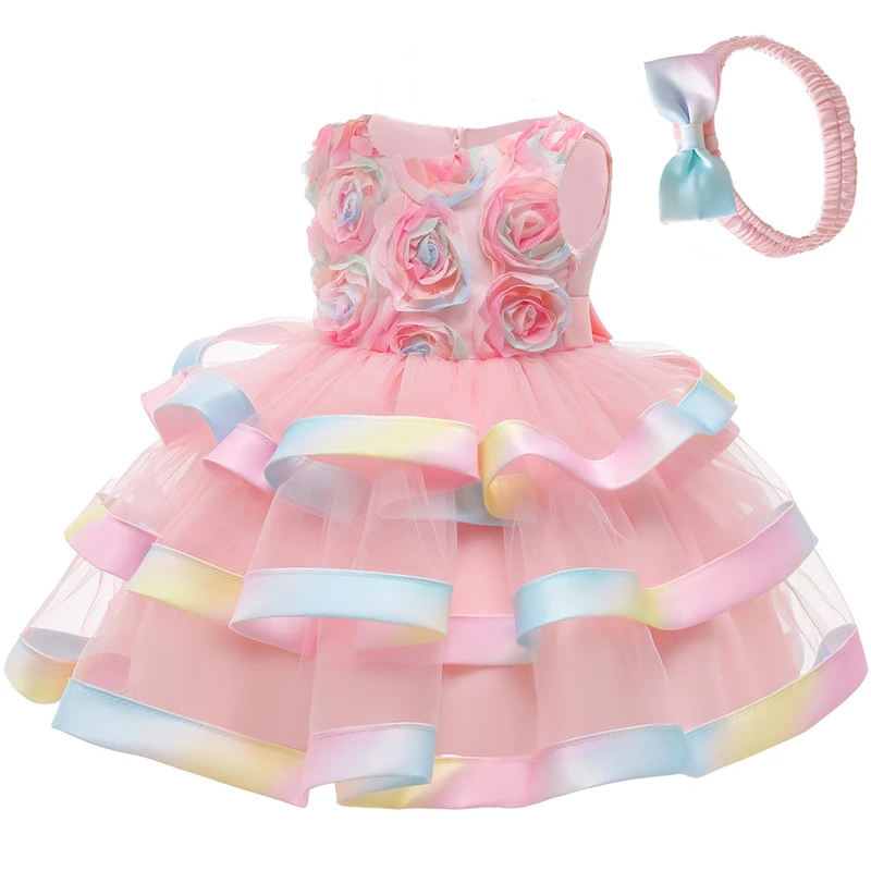 

For 1-9 Year Kids Girls Flower Princess Dress Colorful Matching 2022 Summer New Baby Girls Dress Sleeveless Gauze Skirt