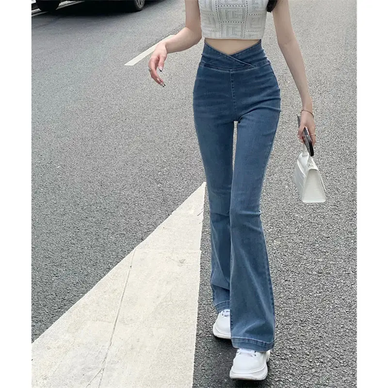 Asymmetrica Jeans Bell Bottom Pants Woman Denim Jeans Pants For Women 2022 High Waisted Flare Leggings Skinny Vintage New Korean