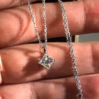 new gorgeous princess square cubic zirconia pendant necklace luxury bridal wedding necklace top quality classic women jewelry