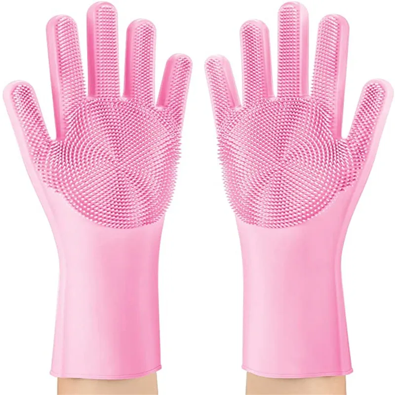 

1 Pair Rubber Gloves Gardening Washing Msrp Kitchen Multifunction Magic For Dishes Cleaning Scrubber Clean Household Tools Glove