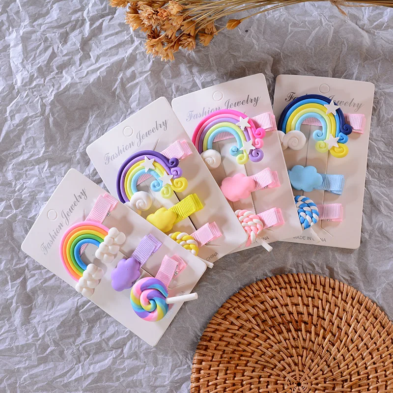 

3pcs/set Hairpins Hair Accessories Cute Girl Rainbow Cartoon Hair Clips for Children Headband