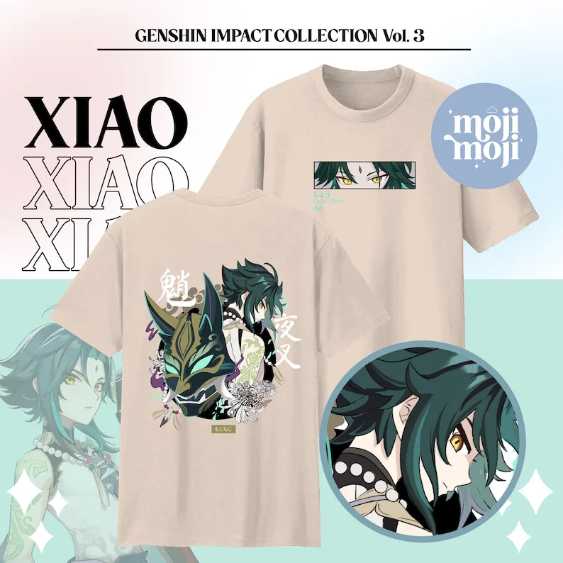 Рубашка Genshin Impact Xiao футболка Merch Liyue тема для геймеров подарки игровая рубашка