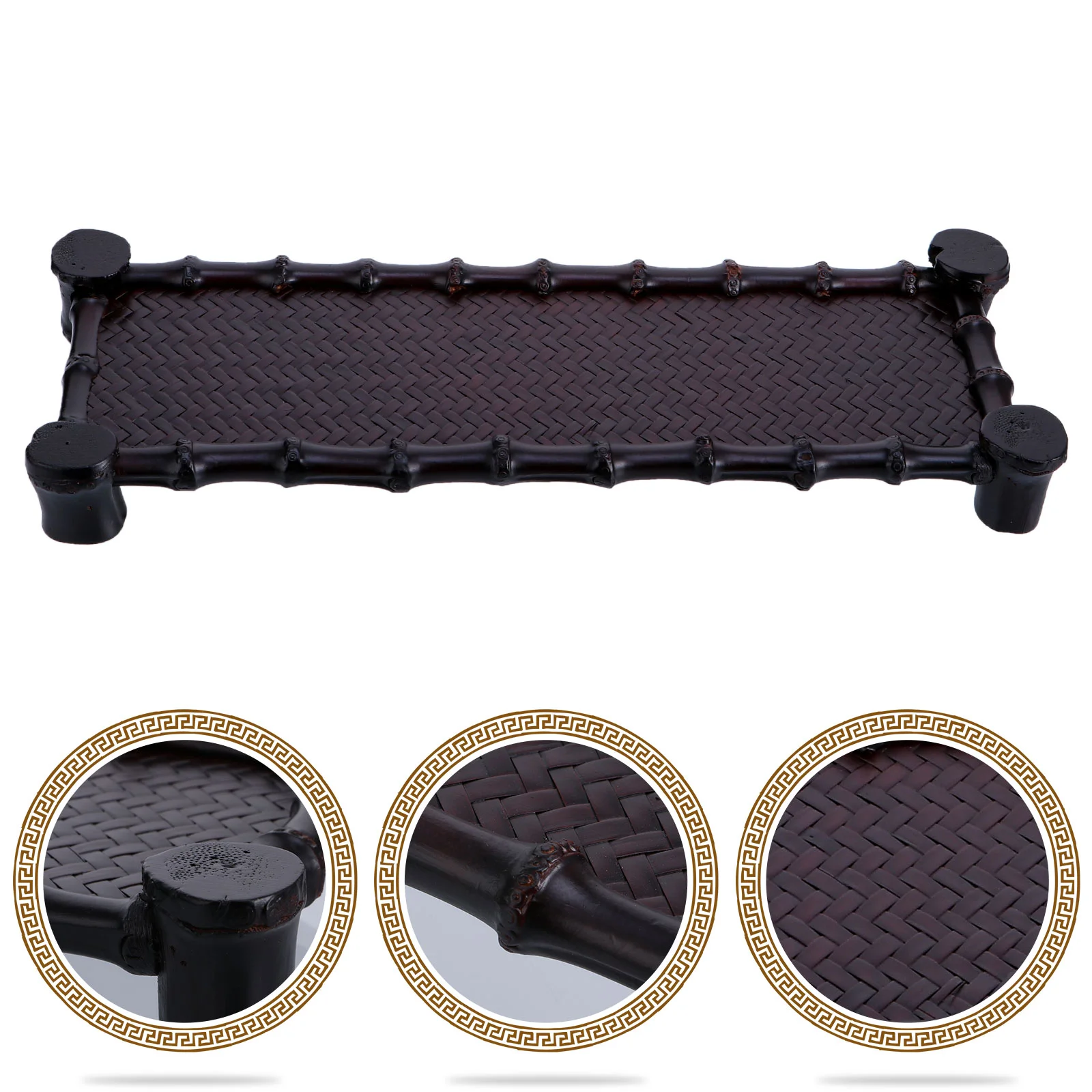 

Vintage Tray Wooden Service Tray Desktop Stand Kung Fu Tea Tray Set Decorative Tray Serving Tray Bamboo Raft Cup Holder