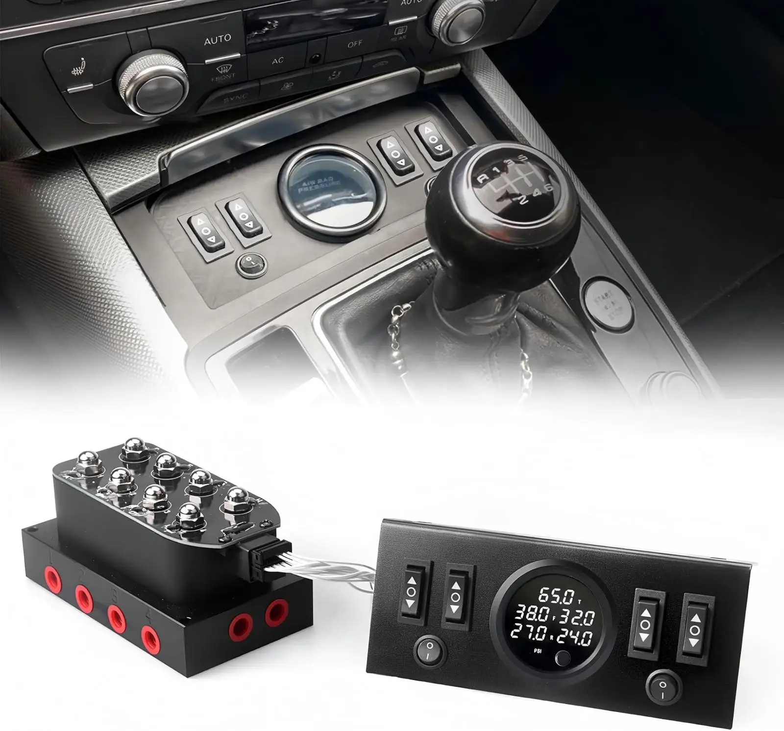 Новый обновленный комплект коллектора с 8-клапанной пневматической подвеской 12 В, панель управления и 5 маномерами, синий дисплей, универсальный, подходит для автомобилей