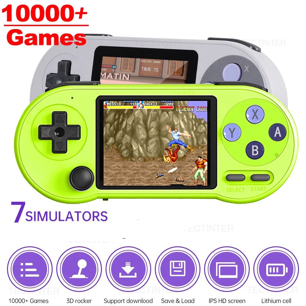 Портативная игровая консоль SF2000, портативная игровая консоль с 3-дюймовым IPS экраном, 10000 + игр, Ретро ТВ, игровой плеер с AV выходом