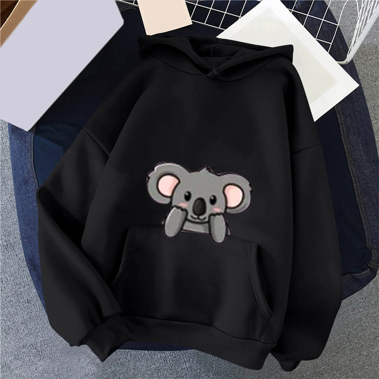 

Ultra X Women Casual Sweatshirt Hoodie Cute Print Sweatshirt Hooded Drawstring Pocket Sweatshirt Snap Front Hoodie