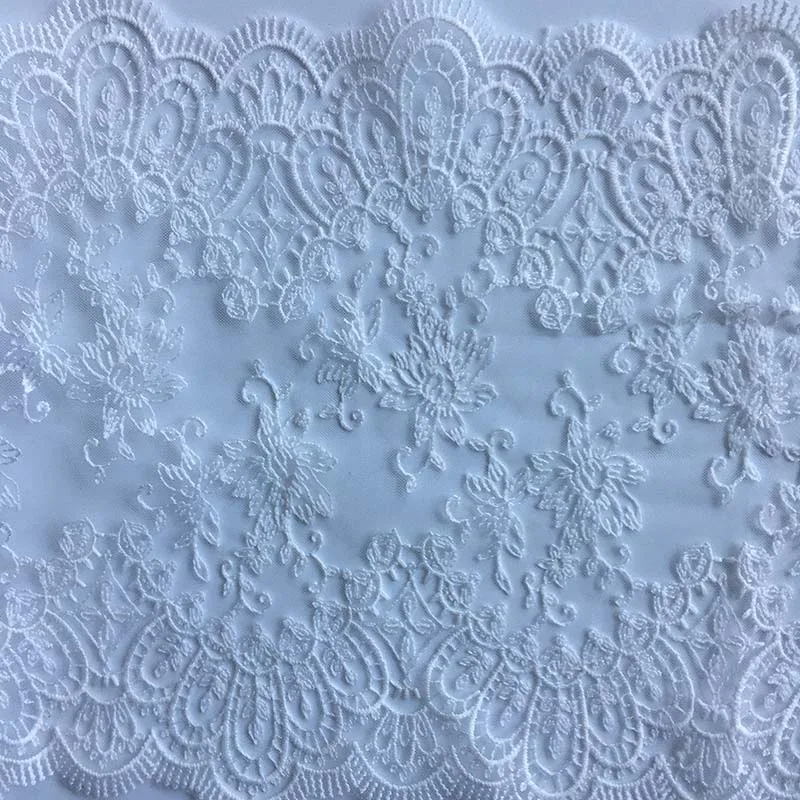 20/26 jardów dwustronnego kwiatowego białego mleka haftowanego koronkowego wykończenia biustonosza bielizna do szycia odzieży sukienka tkaniny