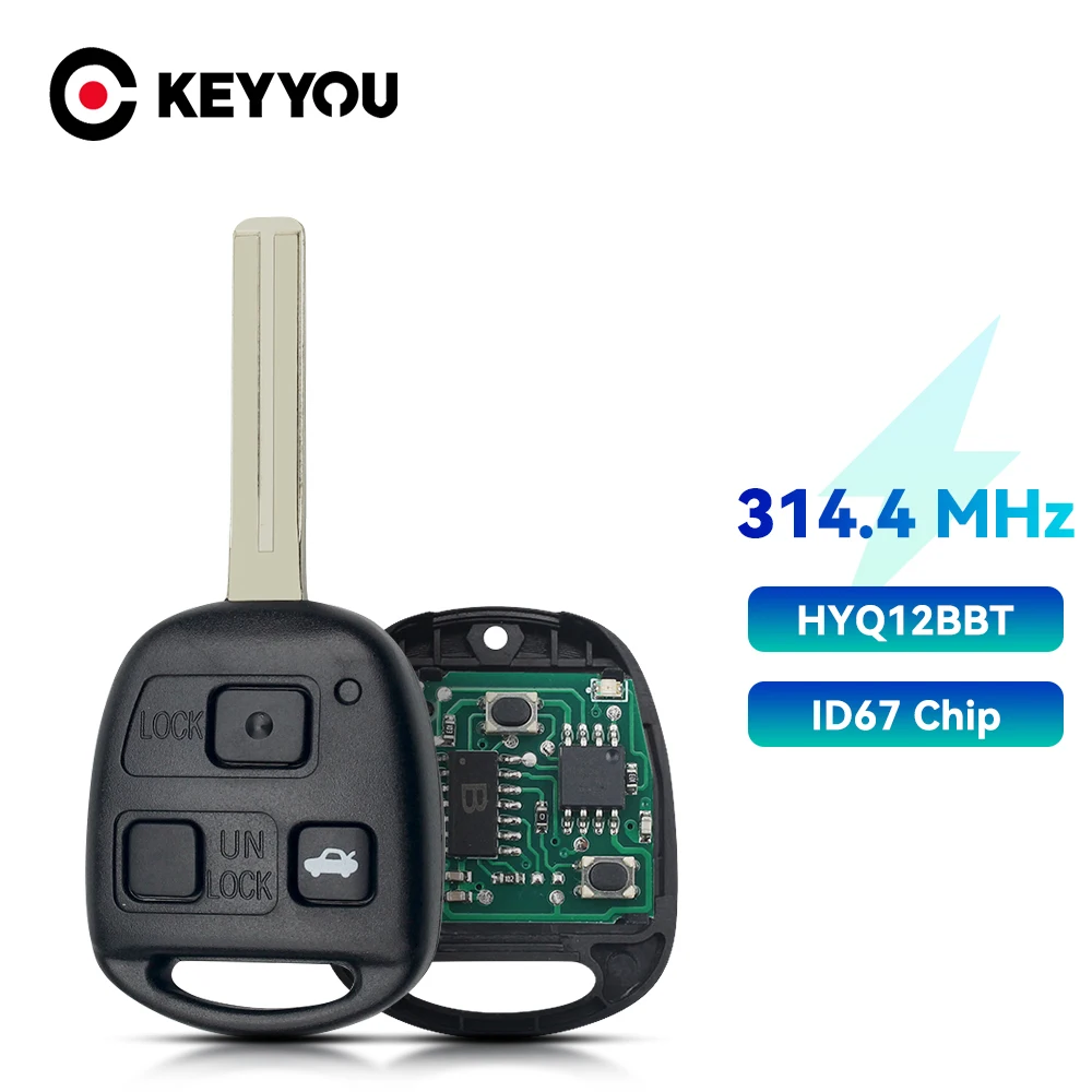 

KEYYOU Remote Control Car Key 4D68 Chip 314.4MHz Board FOB For Toyota For Lexus RX330 RX350 RX400h RX450h HYQ12BBT 3 Buttons