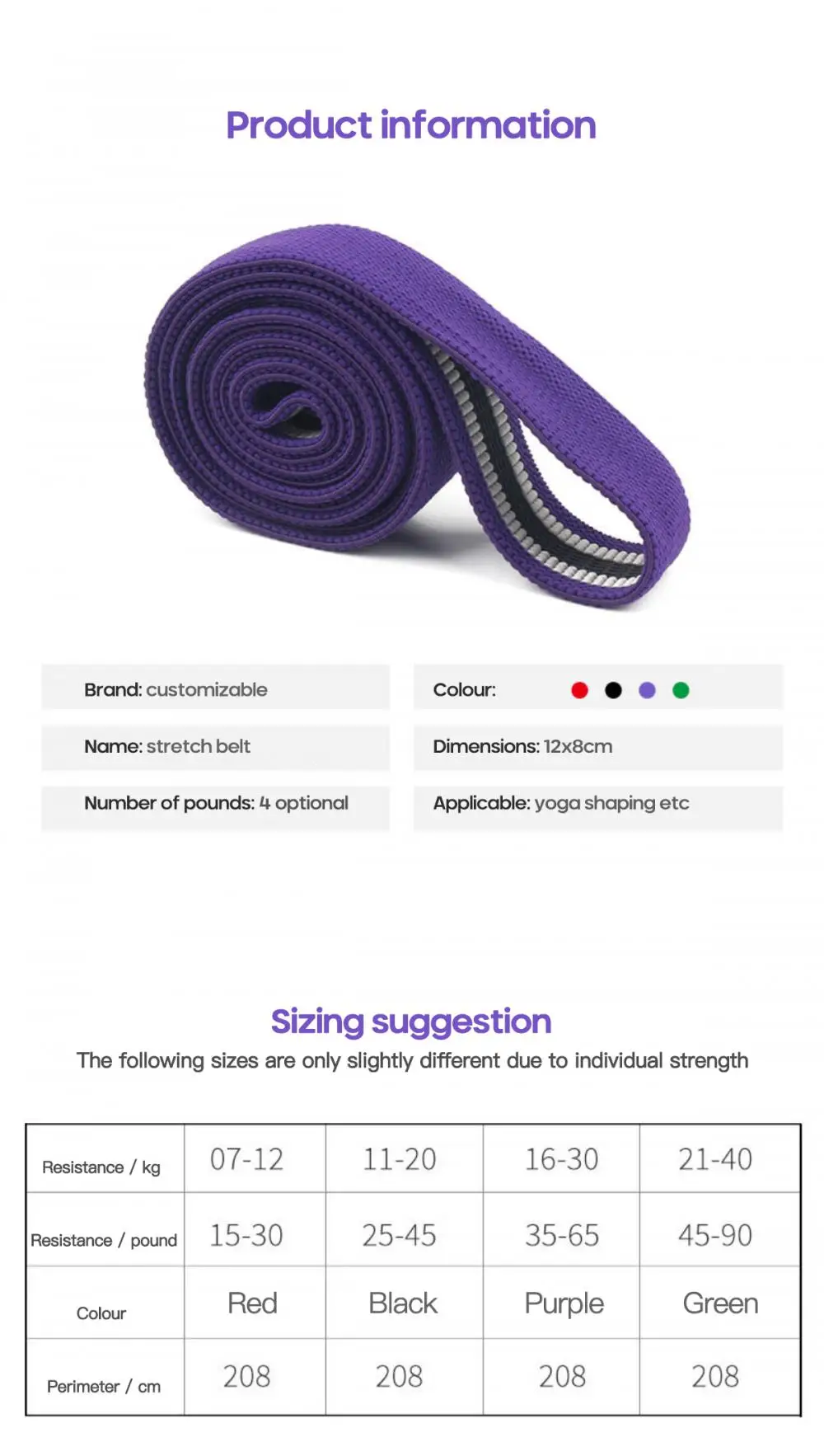 

Exercise Resistance Bands Loop Set Fitness Equipment Sport Home Gym Sports Elastic Booty Band Set For Yoga Home Training
