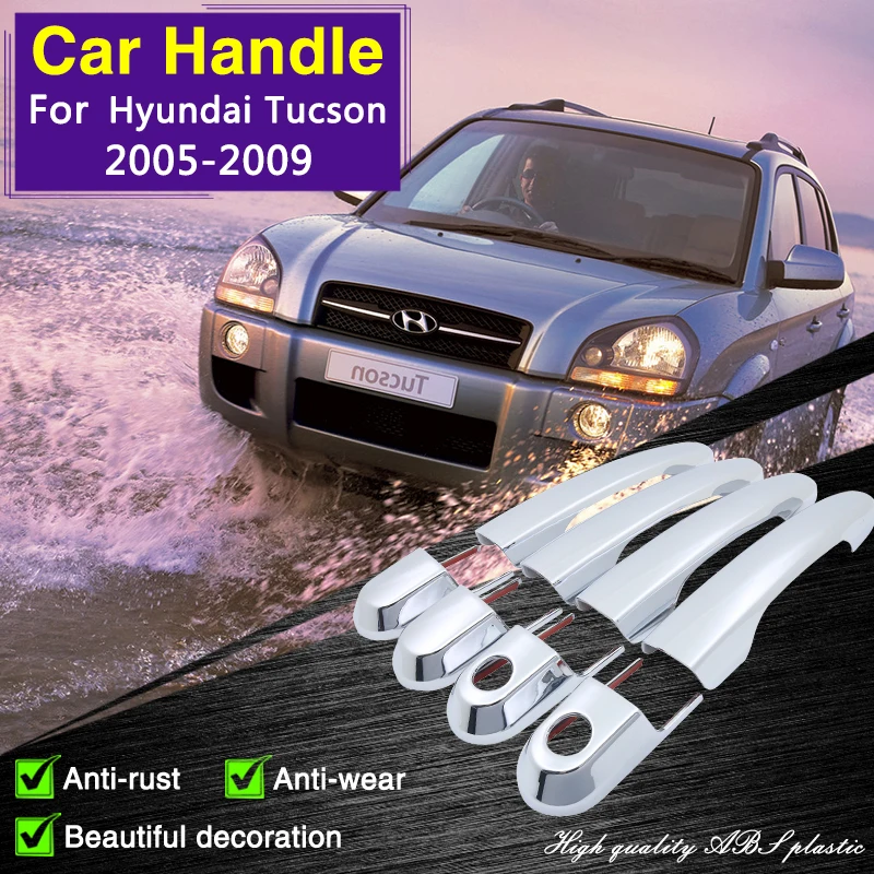 

for Hyundai Tucson MK1 JM 2005 2006 2007 2008 2009 Chrome Door Handle Cover Car Accessories Catch Rustproof Stickers Styling Cap