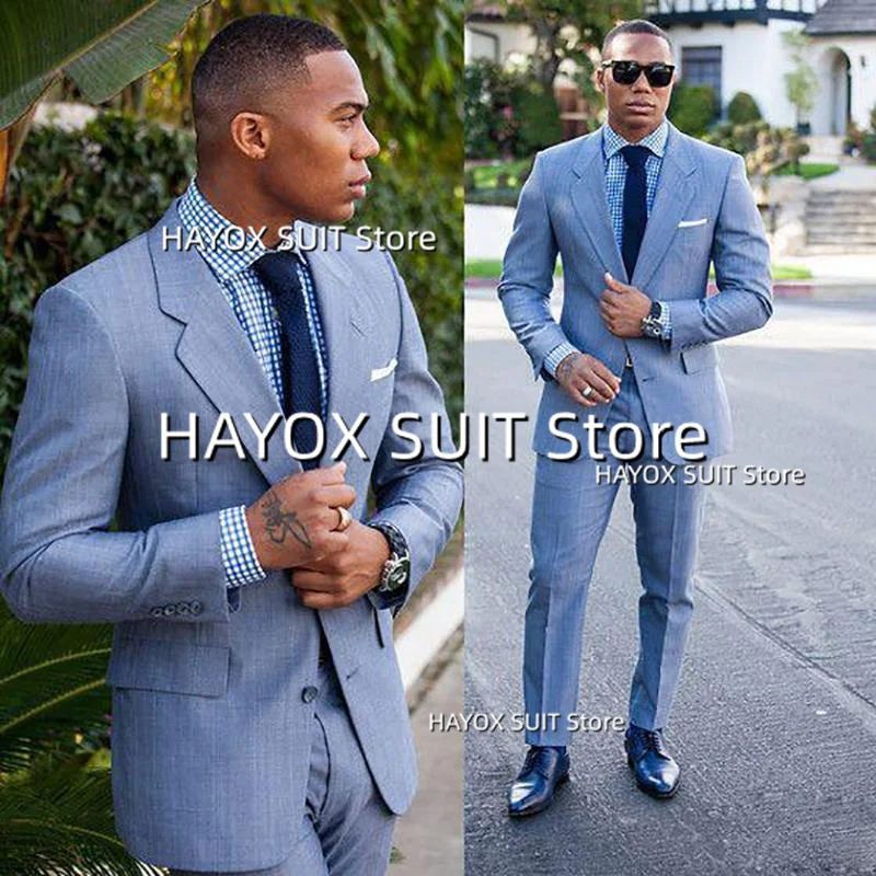 Men's Suits 2 Piece Slim Fit Single Breasted Point Lapel Jacket Pants Business Formal Office Wedding Groom Prom Tuxedo Blazer Se