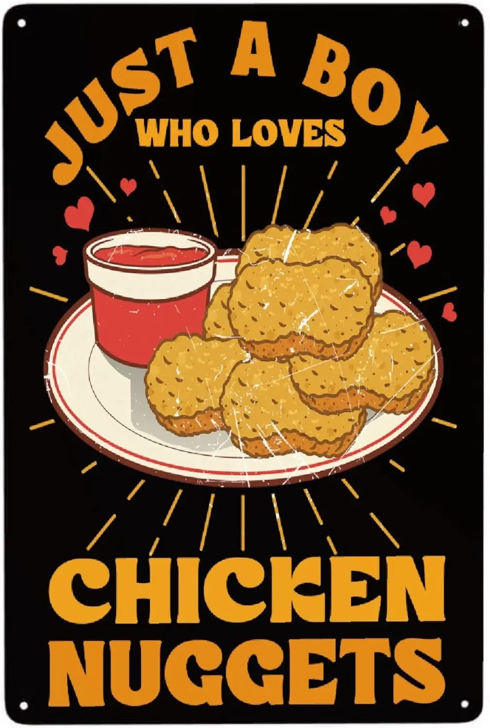 JOCASA Just A Boy Who Loves Chicken Nuggets Винтажный алюминиевый металлический плакат Декор-ретро