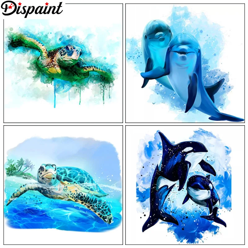 

Dispaint DIY Diamond Painting "Animal Turtle Dolphin" Full Drill Square Round Diamond Embroidery 5D Cross Stitch Decoration Home