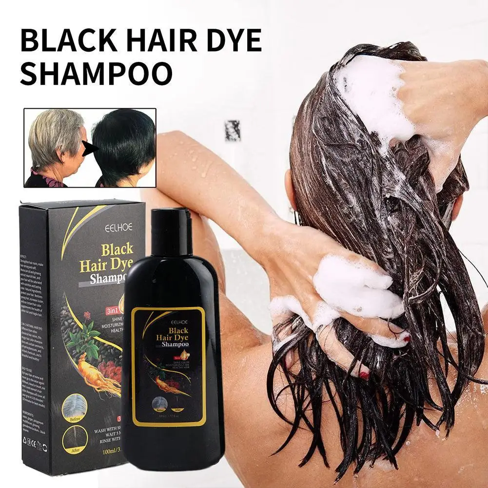 

Шампунь для постоянной краски черных волос, 100 г, Органическая натуральная краска для волос, растительная эссенция, шампунь для окрашивания черных волос для женщин и мужчин