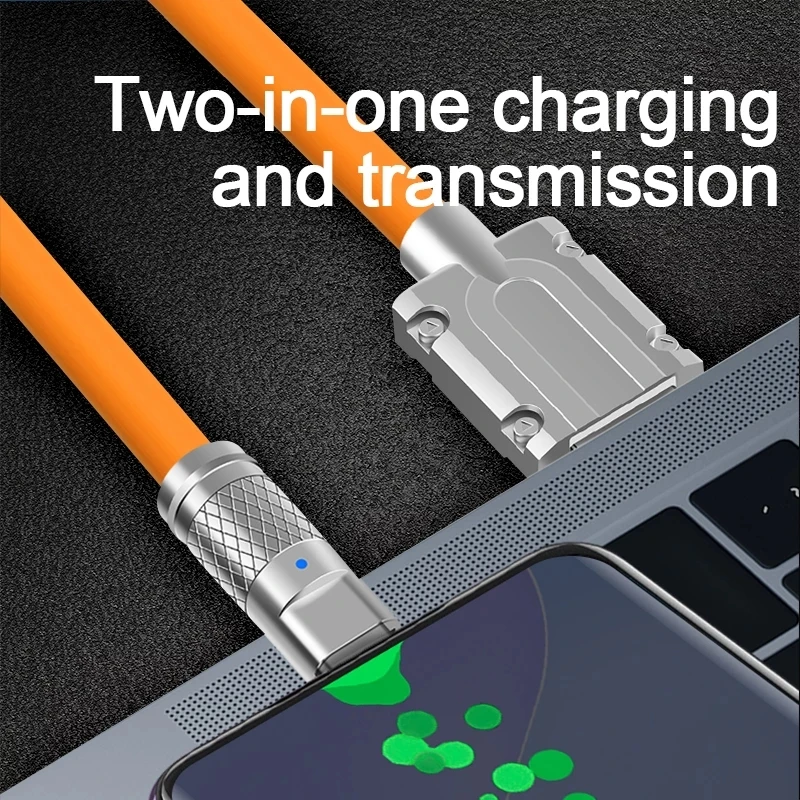 Фото Соединительный кабель из цинкового сплава, 120 Вт, 6 А, USB Type-C, жидкий силикон, 6,0 толстый провод для быстрой зарядки iPhone, Xiaomi, Huawei, Samsung, линия передачи данных №5