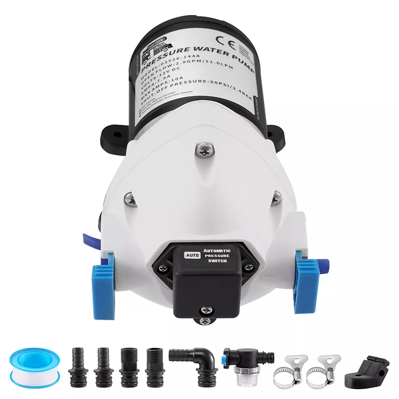 

Водяной насос для автодома, 12 В, усилитель постоянного тока высокого давления, 50PSI/3,4 бар, автоматический самовсасывающий электрический водяной насос для TRUMA SYSTEMS RV Camper
