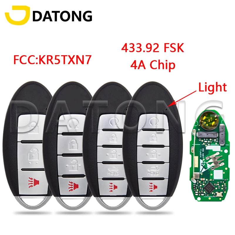 

Автомобильный пульт дистанционного управления CHANKey World для Nissan Titan Murano Pathfinder Maxima 2019 2020 4A Chip KR5TXN7 433.92FSK Promixity Card