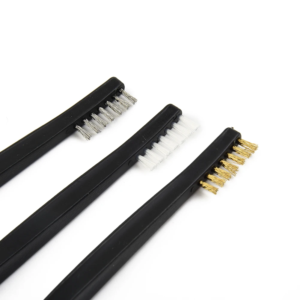 

3 Pcs Mini Wire Brush Set Steel Brass Nylon Cleaning Polishing Detail Metal Rust Brush For Accessories Rotary Tools Polish Clean