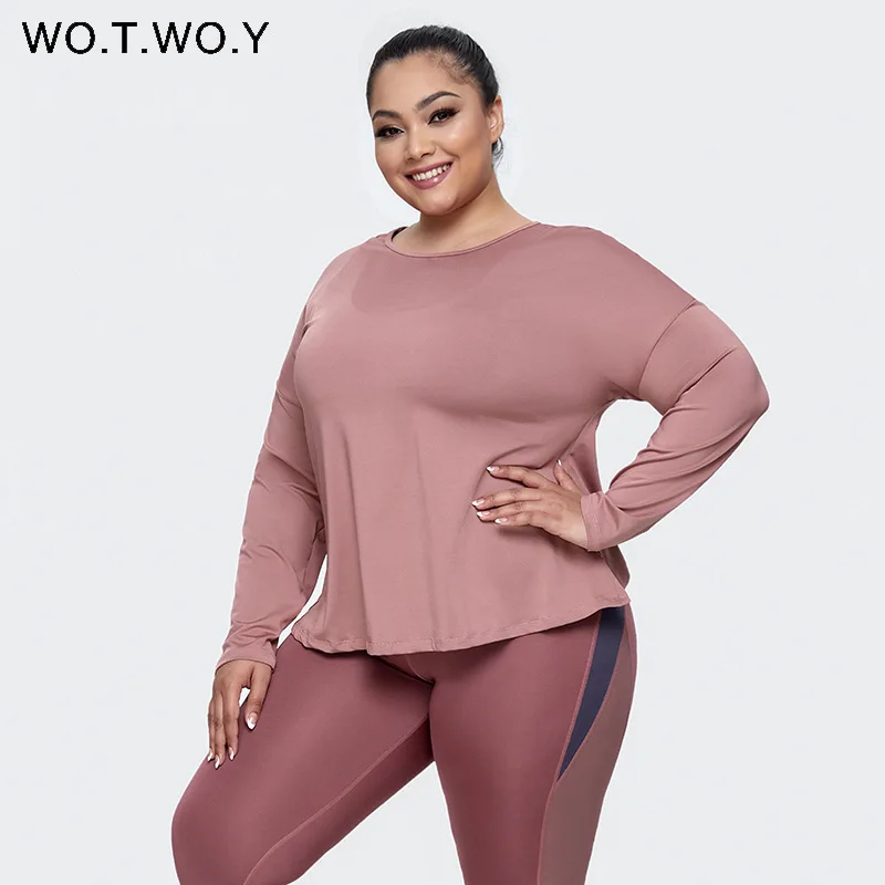 

WOTWOY Loose Plus Size Pink T-shirt Women Breathable Quick Drying Bow-tie Tops Female 4 Way Stretch Casual Ladies Clothes L-4XL