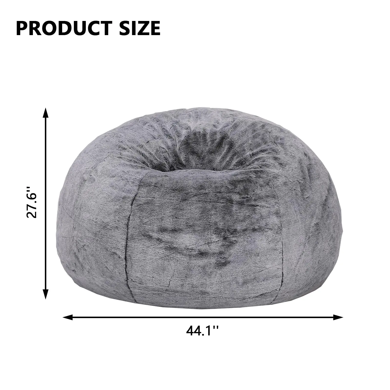 Круглый стул-мешок серый бархатный пушистый ленивый диван с пеной эффектом