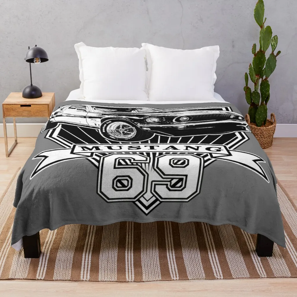 

Пляжное одеяло, 3D одеяло с мехом в стиле ретро, 69 Mustang Fastback