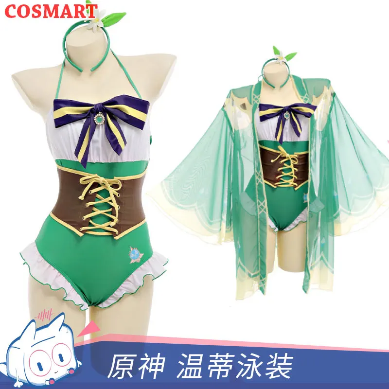 

COSMART Game Genshin Impact Venti Lovely Jumpsuits Bikini Swimsuit Swimwear Summer Cosplay Costume Women Female Outfit New