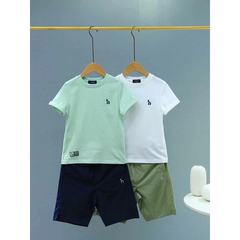 Hazzys Hazzys Boys Mercerized Quick-drying Cotton Short-sleeved T-shirt Street Fashion Boys Loose Casual Shorts Suit Clothes