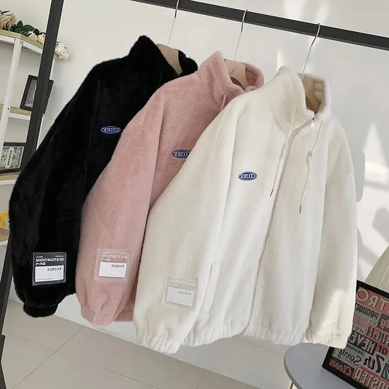 Imitation Wrasse Rabbit Hair Female Lamb Plush Velvet Coat Plus Velvet Han Edition Relaxed Joker With Thick Winter 2023